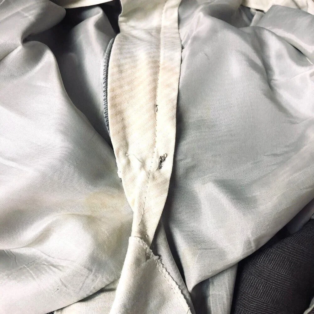 Ralph Lauren Chaps 2 PC Suit Men 46T Wool Lt‎ Brown Herringbone Pleats 38 x 30.5